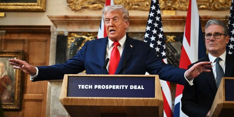 Trump caps UK trip with $350B tech pact, heads to Arizona for Kirk’s memorial service